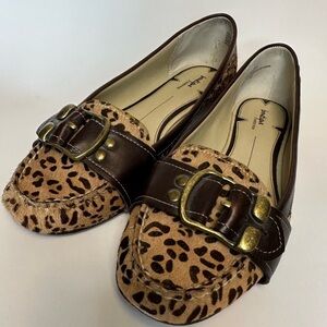 Vintage Boutique Nordstrom Leather Leopard Faux Buckled Princess Heel sz 9.5 M